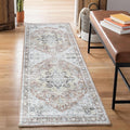 Bloom Rugs Washable Non-Slip 10 ft Runner - Blush/Beige Traditional Medallion Runner for Entryway, Hallway, Bathroom, and Kitchen - Exact Size: 2.5' x 10'