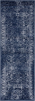 SAFAVIEH Adirondack Collection Runner Rug - 2'6" x 6', Navy & Ivory, Distressed Vintage Floral Design, Non-Shedding & Easy to Clean, Ideal for Hallway, Foyer, Entryway, Bedroom (ADR109N)
