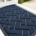 OLANLY Front Door Mat Indoor Outdoor Entrance, Waterproof All-Season, All-Weather Doormat, Sturdy Natural Rubber, Low Profile, Easy Clean Patio Porch Entryway Mat, Herringbone Brick (Blue, 47x17)