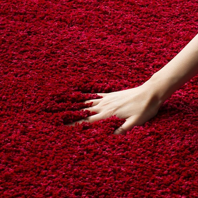 SAFAVIEH Milan Shag Collection 3' Round Red SG180 Solid Non-Shedding Living Room Bedroom Dining Room Entryway Plush 2-inch Thick Area Rug