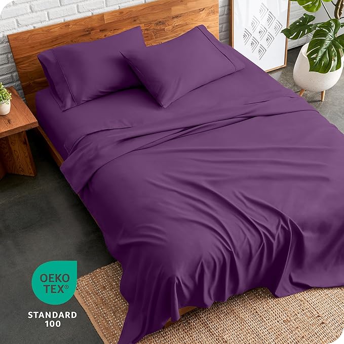 Bare Home Twin Sheet Set - 1800 Ultra-Soft Microfiber - Double Brushed - Deep Pockets - Easy Fit - Extra Soft - 3 Piece Set - Bedding Sheets & Pillowcases (Twin, Plum)