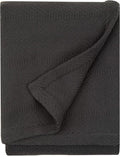 Sticky Toffee Cotton Throw Blanket, 60 x 50 Inch, Dark Gray Herringbone Weave, Soft Lightweight Woven Blanket for Couch, Boho Farmhouse Style