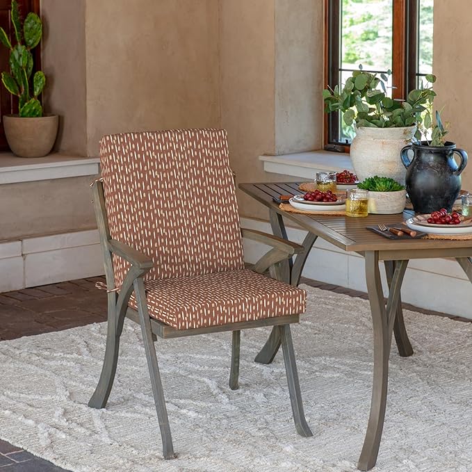 Arden Selections Outdoor Dining Chair Cushion 20 x 20, Rain-Proof, Fade Resistant 20 x 20, Rust Red Brushed Texture