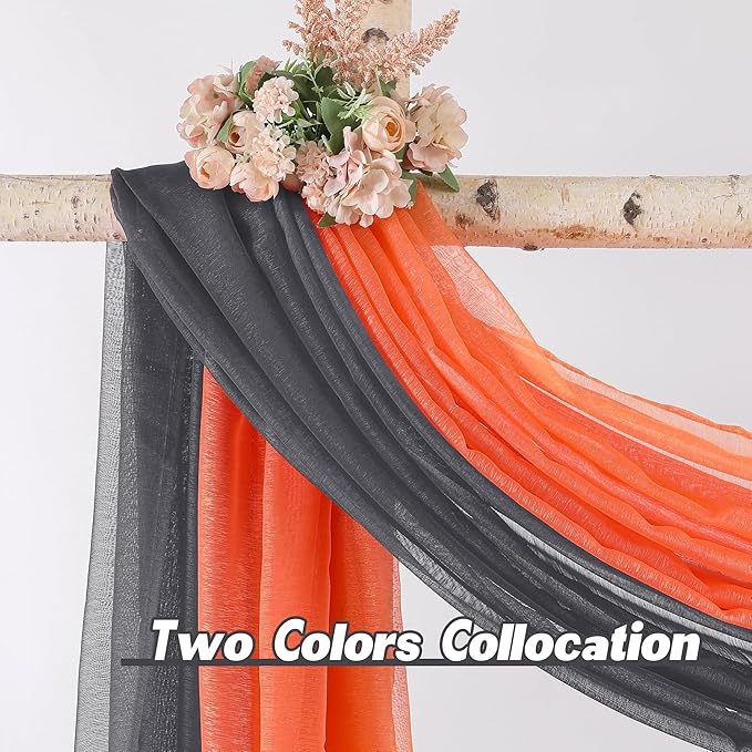 DONREN Luxury Soft Sheer Curtains Scarf for Windows - Semi Voile Window Scarf Valance,52 Inches Wide by 144 Inches Long (1 Panel,Dark Grey)