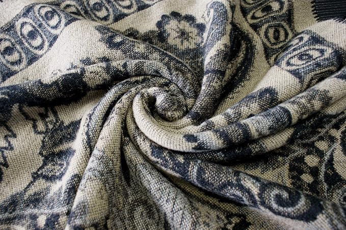 Women's Vintage Pattern Open Front Poncho Cape Shawl Winter Shawl Wraps
