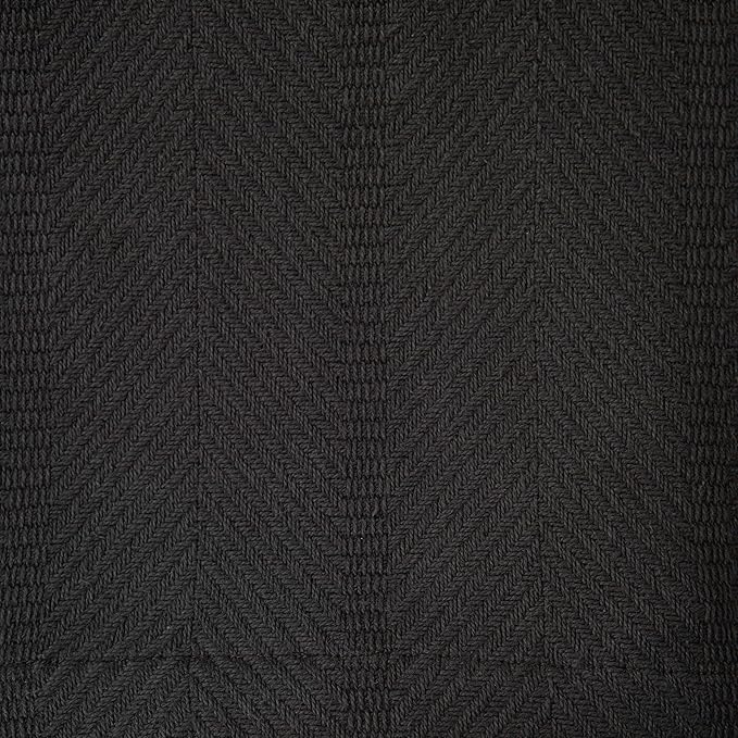 Sticky Toffee Cotton Throw Blanket, 60 x 50 Inch, Dark Gray Herringbone Weave, Soft Lightweight Woven Blanket for Couch, Boho Farmhouse Style