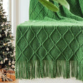 inhand Green Christmas Throw Blanket for Couch and Bed, Birthday Gifts for Women Teen Girl Friend Home Decor Knitted Twin Size Blanket, Outdoor Lightweight Farmhouse Warm Woven Decorative, 60"x80"
