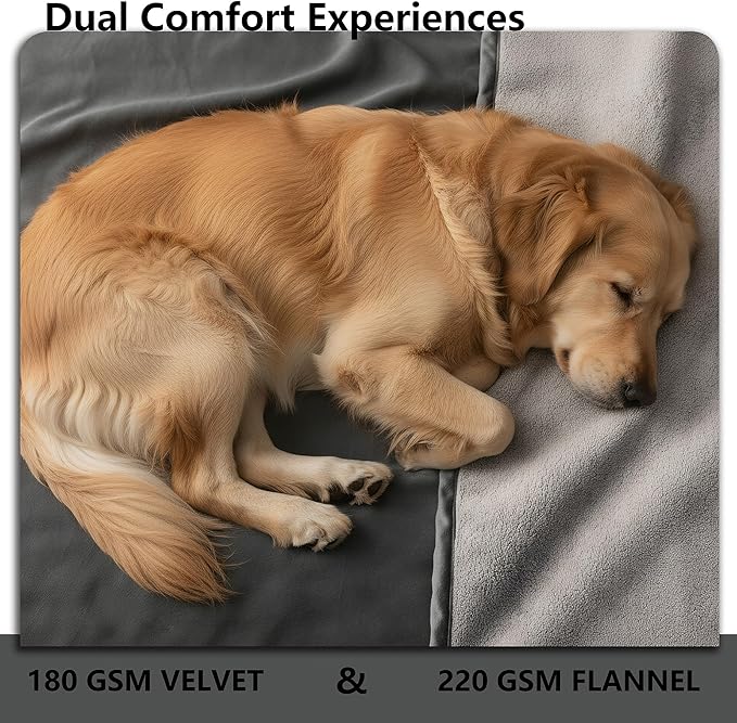 Waterproof Blanket for Bed King Size, Leak Proof Dog Couch Blankets Reversible, Pet Throw Sofa Furniture Protector Machine Washable-82 x108,Black+Lightgrey