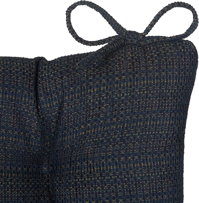 Klear Vu Omega Non-Slip Rocking Chair Cushion Set, Assembled in USA, Thick Padding & Tufted Design, Includes Seat Pad & Back Pillow with Ties, 17x17 Inches, 2-Piece Set, Tyson Navy
