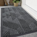 Smiry Front Door Mat Outside Entrance, Heavy Duty Sturdy Natural Rubber Doormat, Trap Dirt and Moisture, Easy Clean Low Profile Mats for Indoor Outdoor Entry, Irregular Triangle (47x24, Grey)