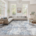Washable 9X12 Area Rug: Modern Abstract Soft Non-Slip Indoor Rugs Home Decor - Low Pile Stain Resistant Carpet for Living Room Bedroom Dining Room Playroom Office(Blue Grey,9'x12')