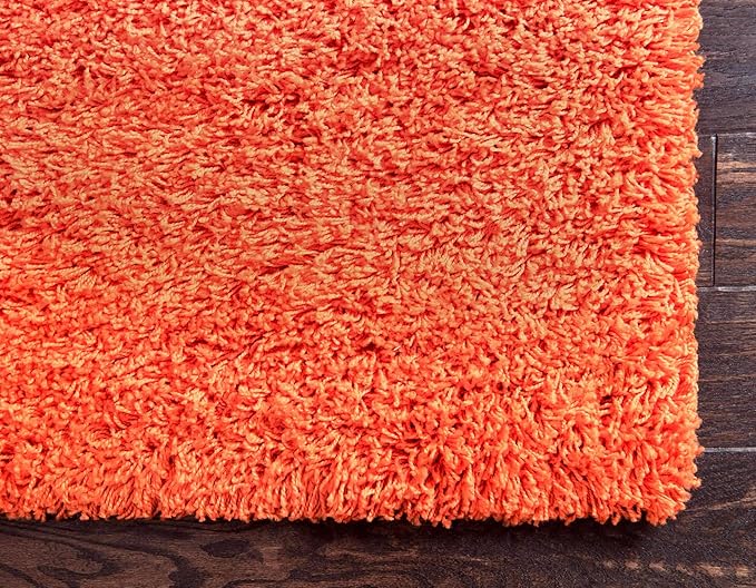 Unique Loom Solid Shag Collection Area Rug (7' 1" x 10' Rectangle, Tiger Orange)