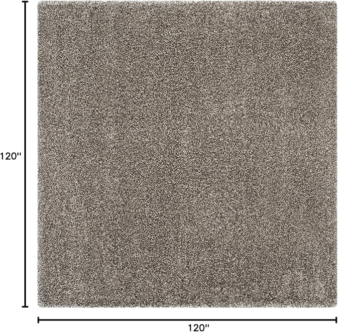 SAFAVIEH Milan Shag Collection Area Rug - 10' Square, Grey, Solid Design, Non-Shedding & Easy Care, 2-inch Thick Ideal for High Traffic Areas in Living Room, Bedroom (SG180-8080)