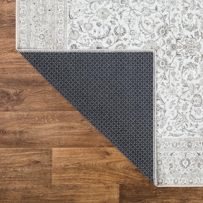 Bloom Rugs Washable Non-Slip 10x14 Rug - Beige/Off White Traditional Bordered Area Rug for Living Room, Bedroom, Dining Room, and Kitchen - Exact Size: 10' x 14'