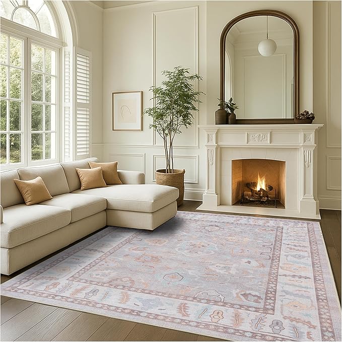 Fame Rugs Brown Modern Oushak Rug 10x13, Vintage Turkish Colorful Oriental Washable Antique Inspired Oversize Area Rugs, Luxury Living Room Bedroom (382MB, 10' x 13')
