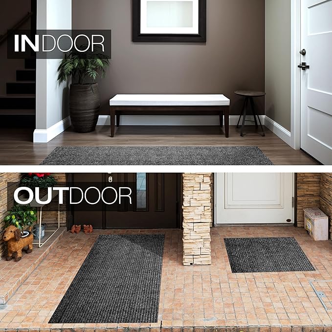 sigun Modern Non-Slip Hallway Runner Rug – Washable, Stain-Resistant & Custom Size – Durable Indoor/Outdoor Carpet for Entryway, Kitchen, Porch, Balcony, Patio & Garage – High-Traffic | Black - 2 x 7