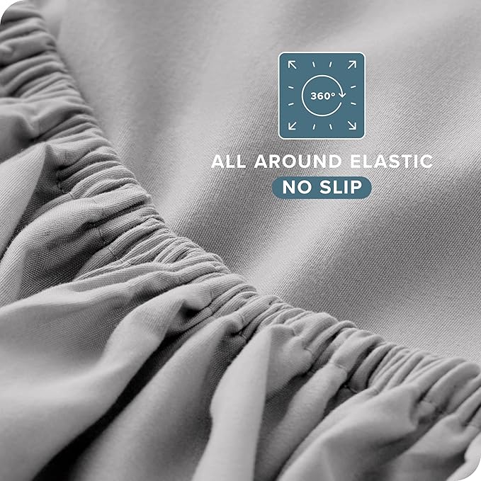 Bare Home Split California King Sheet Set - 1800 Ultra-Soft Microfiber Split California King Bed Sheets - Double Brushed - Deep Pockets - Easy Fit - 5 Piece Set (Split Cal King, Light Grey)