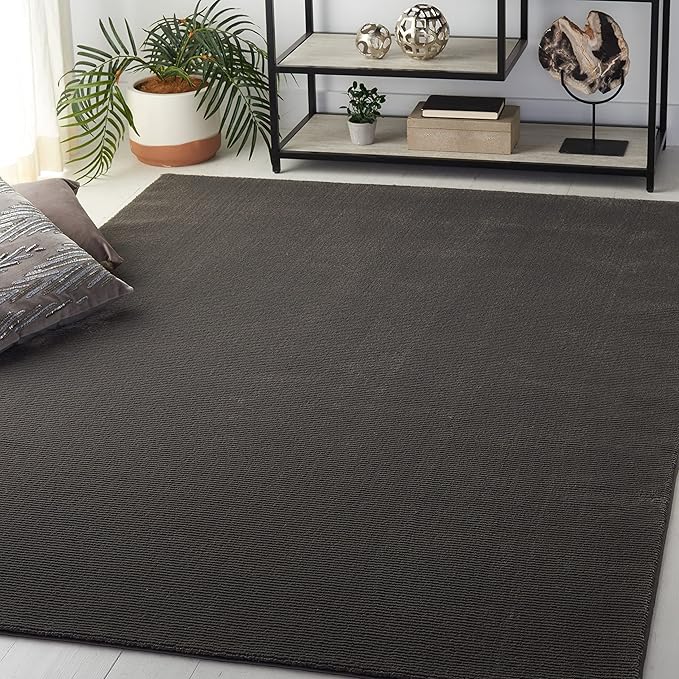 SAFAVIEH Revive Collection Area Rug - 6'7" Square, Charcoal, Solid Design, Non-Shedding & Easy Care, Ideal for High Traffic Areas in Living Room, Bedroom (REV102H)