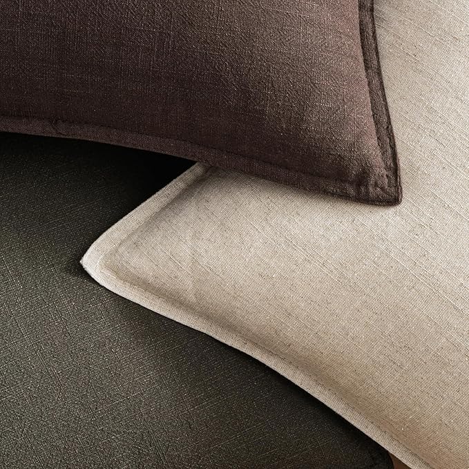 EMEMA Throw Pillow Covers Decorative Linen Pillow Covers 22x22 Inch Dark Brown Boho Farmhouse Neutral Couch Throw Pillows for Bed Pack of 2 Accent Pillowcase Modern Sofa Cushion Livingroom Home