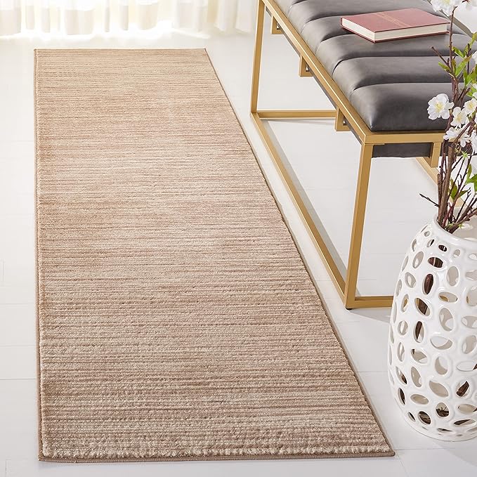 SAFAVIEH Vision Collection Runner Rug - 2'2" x 12', Light Brown, Modern Ombre Design, Non-Shedding & Easy to Clean, Ideal for Foyer, Hallway, Bedroom (VSN606C)