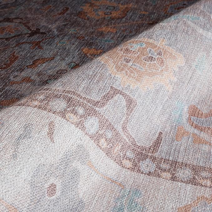 Fame Rugs Brown Modern Oushak Rug 8x10, Vintage Turkish Colorful Oriental Washable Antique Inspired Large Area Rugs, Luxury Living Room Bedroom (382MB, 7'6 x 10')