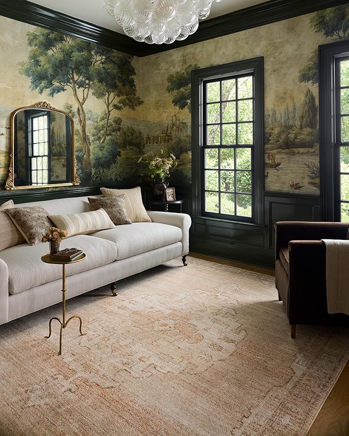 Loloi Chris Loves Julia Palma Collection PLM-02 Spice/Natural 2'-7" x 10'-0" Runner Rug Vintage Style Boho Living Room Bedroom Carpet
