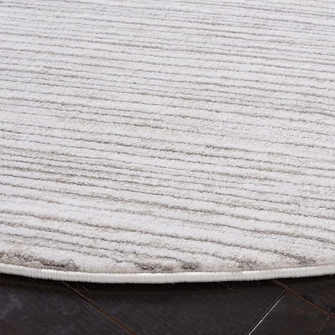 SAFAVIEH Vision Collection Area Rug - 3' Round, Ivory & Grey, Modern Ombre Design, Non-Shedding & Easy to Clean, Ideal for Foyer, Entryway, Bedroom, Accent Space (VSN606K)