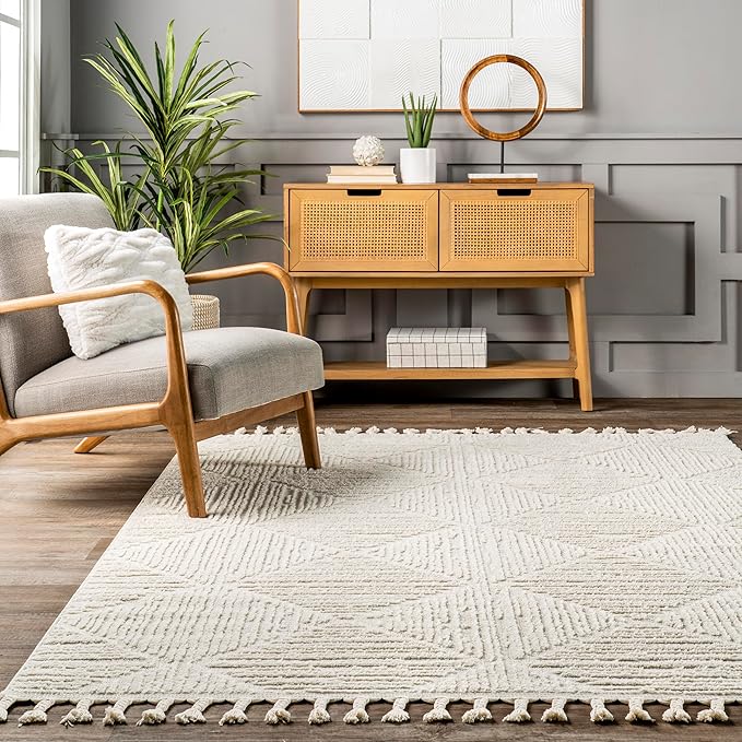 nuLOOM Kerry Cream, 2' x 3', Geometric, Soft and Cozy, High Traffic, Stain Resistant, Easy Clean, Durable Area Rug for Bedroom, Living Room, Dining Space, Den, Foyer, Entryway
