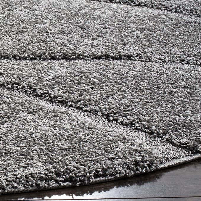 SAFAVIEH Florida Shag Collection Area Rug - 6' x 8' Oval, Grey & Grey, Non-Shedding & Easy Cleaning, Plush Thick Pile, Ideal for Living Room, Bedroom, Dining Space (SG471-8080)