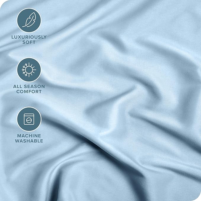 Bare Home Fitted Bottom Sheet Full - Premium 1800 Microfiber - Ultra-Soft Wrinkle Resistant - Deep Pocket - Fitted Sheet (Full, Light Blue)