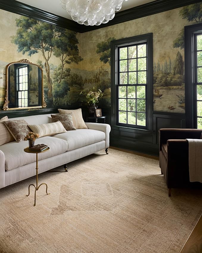 Loloi Chris Loves Julia Palma Collection PLM-07 Wheat/Taupe 2'-7" x 7'-6" Fringe Runner Rug Vintage Style Boho Living Room Bedroom Carpet