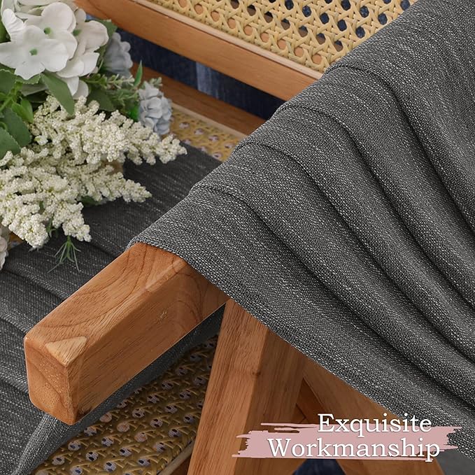 Simplebrand Grey Short Faux Linen Textured Cafe Kitchen Curtains 36 Inch Length 2 Panels, Over Sink Semi Sheer Farmhouse Light Filtering Panels Rod Pocket Drapes for Bathroom Window, 40 x 36 Inch