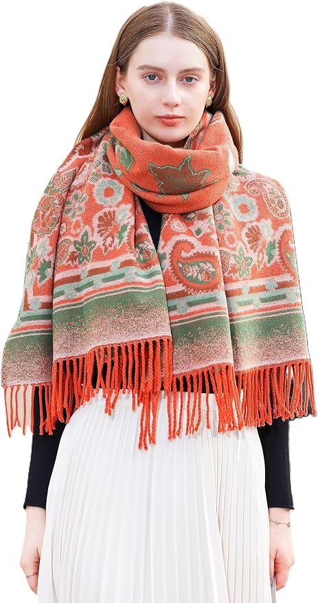 Wander Agio Warm Fashion Scarf Long Shawl Large Blanket Winter Wraps Scarves for Women Cashmere Jacquard Vintage Paisley