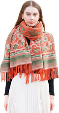 Wander Agio Warm Fashion Scarf Long Shawl Large Blanket Winter Wraps Scarves for Women Cashmere Jacquard Vintage Paisley