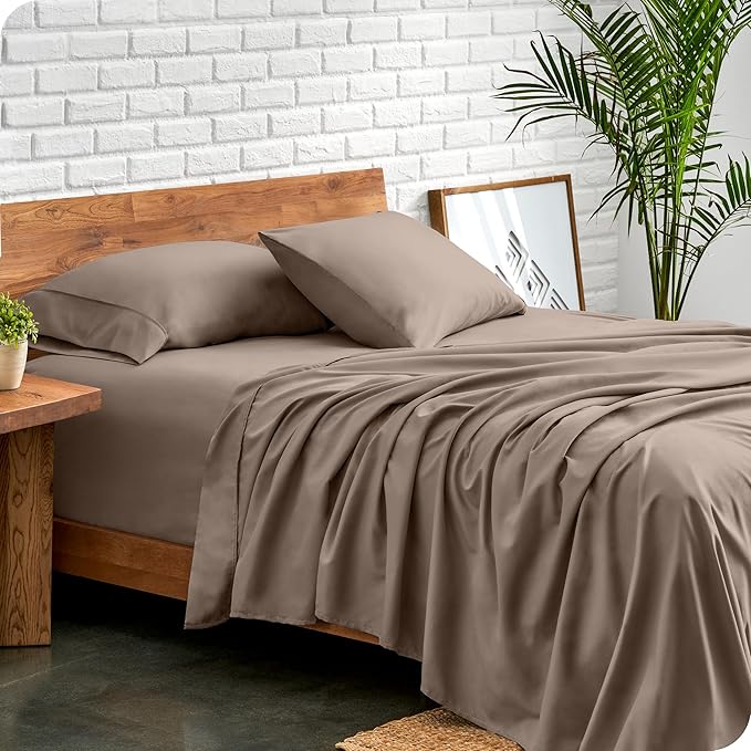 Bare Home Twin XL Sheet Set - College Dorm Size - Luxury 1800 Ultra-Soft Microfiber Twin Extra Long Bed Sheets - Deep Pockets - Easy Fit - Extra Soft - 3 Piece Set - Bed Sheets (Twin XL, Taupe)
