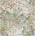 SAFAVIEH Monaco Collection Area Rug - 6'7" Square, Sage & Rust, Abstract Watercolor Design, Non-Shedding & Easy Care, Ideal for High Traffic Areas in Living Room, Bedroom, Dining (MNC225W-7SQ)