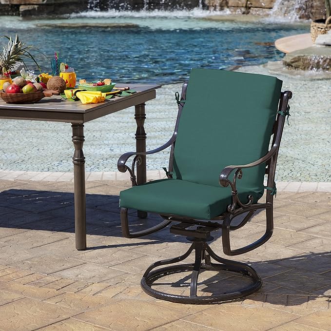 Arden Outdoor Dining Chair Cushion, 20 x 20, Rain-Proof, Fade Resistant, 20 x 20, Peacock Blue Green Texture