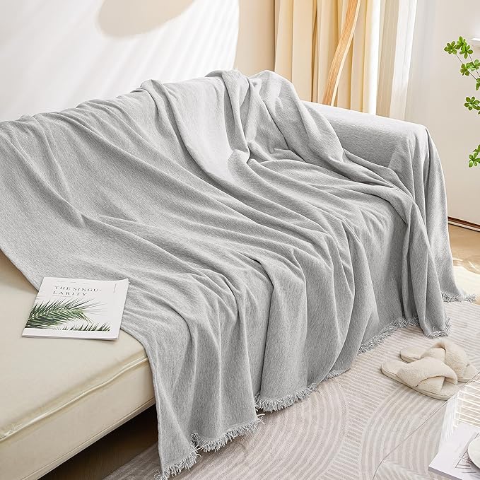 MEETSKY Sectional Couch Cover Sofa Covers Sofa Throw Cover Reclining Sofa Slipcovers for Dog Modern Decor Couch Protector for Living Room/Bedroom Decoration, 71" x 118", Light Grey