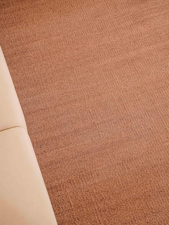 Rugsotic Carpets Hand Woven Flat Weave Kilim Wool ECO-Friendly Area Rugs - 8'x10', Rectangle Shape, Light Brown Color, Solid Plain Design, Low Pile Handmade Rugs for Living Room (D00111)