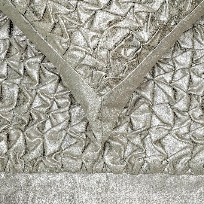 HomeCentric Silver Decorative Bed Runner - King 86"x18" with Pillow Cover, Foil, Knotted, Textured Bed Scarf on Jacquard Fabric - Polished Silver