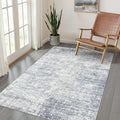4x6 Rug Washable Area Rugs: Neutral Abstract Soft Modern Stain Resistant Small Indoor Floor Non-Slip Low Pile Throw Carpet for Entryway Kitchen Bedroom Nursery Kids Office Playroom Home House- Blue