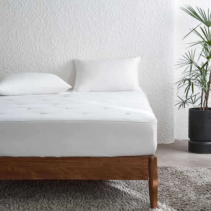 Simple&Opulence Cooling Quilted Mattress Pad – Fitted Sheet Mattress Protector Cover with Elastic Corners, Soft & Breathable, 16 Inch Deep Pocket (White,King)