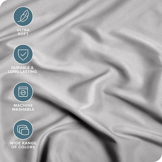 Bare Home 2-Pack Fitted Bottom Sheets Queen - Premium 1800 Ultra-Soft Wrinkle Resistant Microfiber - Deep Pocket (Queen, Light Grey)