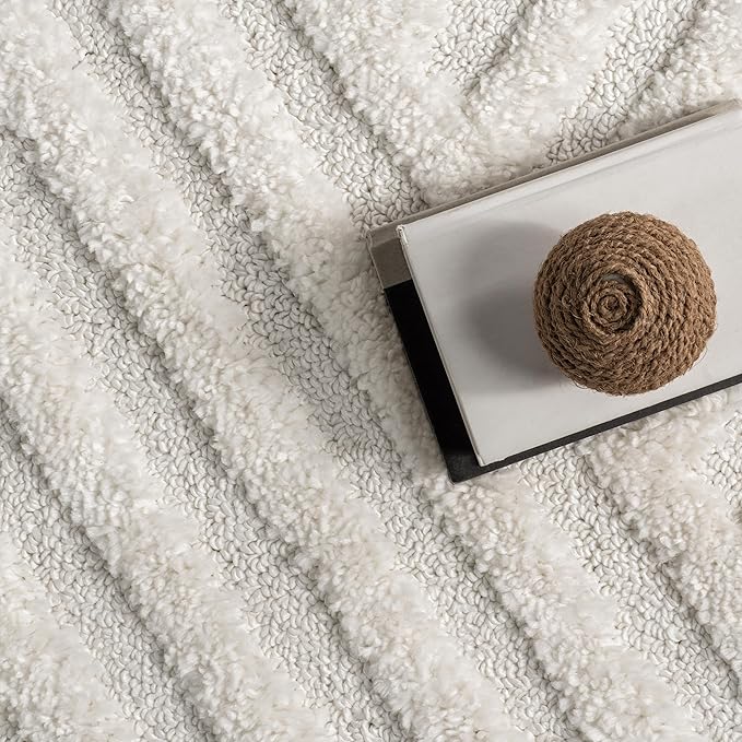 nuLOOM Risette Ivory, 6' Square, Geometric, Soft and Textured, High Traffic, Stain Resistant, Easy Clean, Durable Area Rug for Bedroom, Living Room, Dining Space, Den, Foyer, Entryway