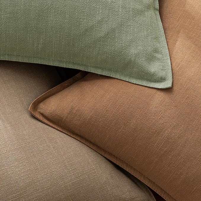 EMEMA Decorative Linen Throw Pillow Covers 20x20 Inch Curry Boho Farmhouse Neutral Couch Throw Pillows for Bed Pack of 2 Accent Pillowcase Modern Sofa Cushion Livingroom Home