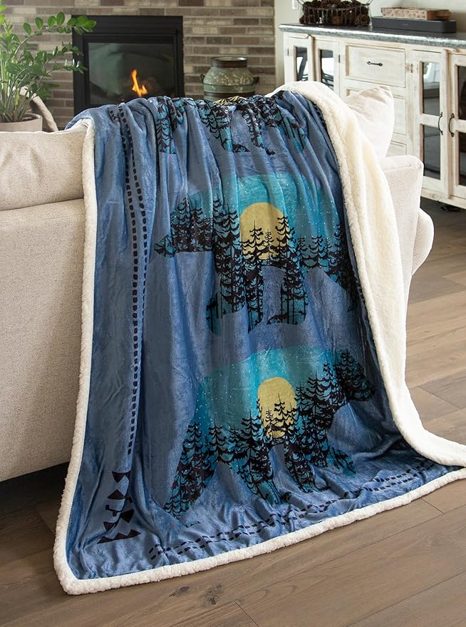 CARSTENS, INC. Ultra Premium Super Soft Plush Sherpa Fleece Oversized Throw Blanket 54" x 68", Three Bears