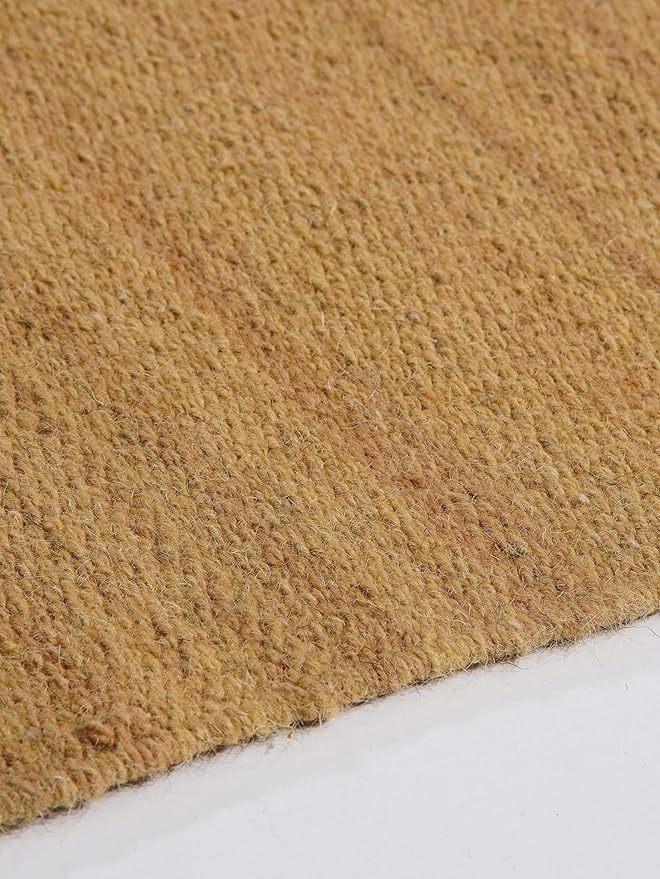 Rugsotic Carpets Hand Woven Flat Weave Kilim Wool 4'x6' Area Rug Solid Gold D00111