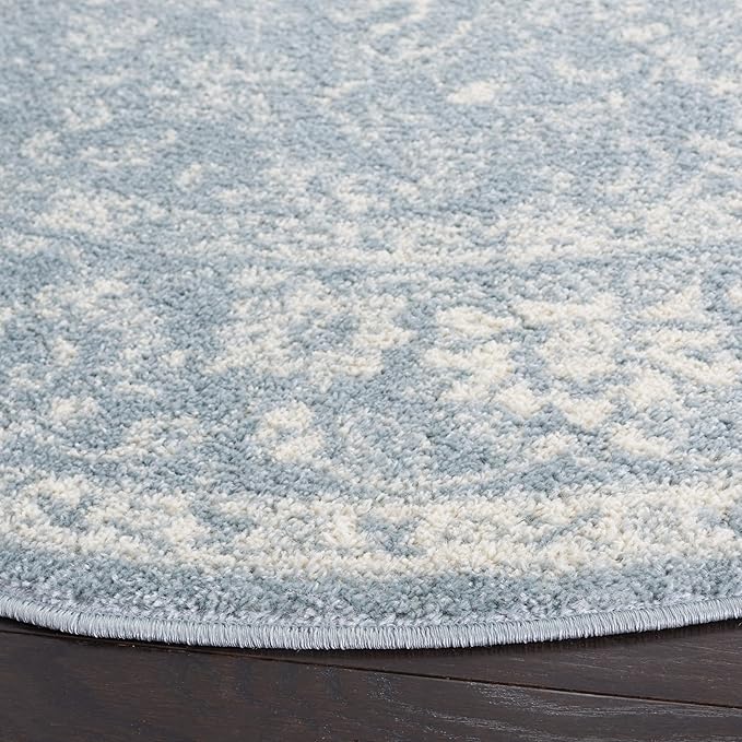 SAFAVIEH Adirondack Collection Area Rug - 8' Round, Slate & Ivory, Distressed Vintage Floral Design, Non-Shedding & Easy to Clean, Ideal for Living Room, Bedroom, Dining Space (ADR109T)
