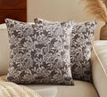 Floral Jacquard Throw Pillow Covers Set of 2, Background/Chocolate 22x22 Inch, Farmhouse Decorative Cotton Dark Brown Cushion Covers for Sofa Bed Living Room Home Decor