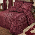 Touch of Class Camelot Luxury Bedding | Robust Burgundy | Matte Satin Damask on Richly Textured Jacquard-Woven Chenille | Designed 3 Piece Set Includes King Quilted Bedspread and 2 King Shams